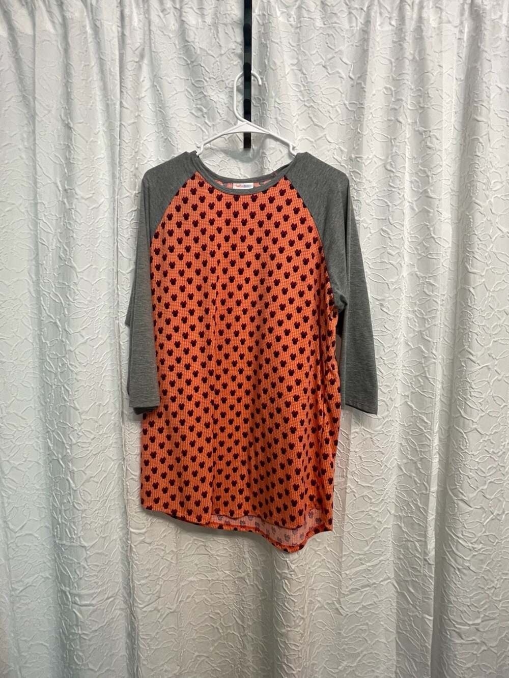LuLaRoe Randy T-Shirt Size XL Disney Minnie Mouse Baseball Raglan Orange